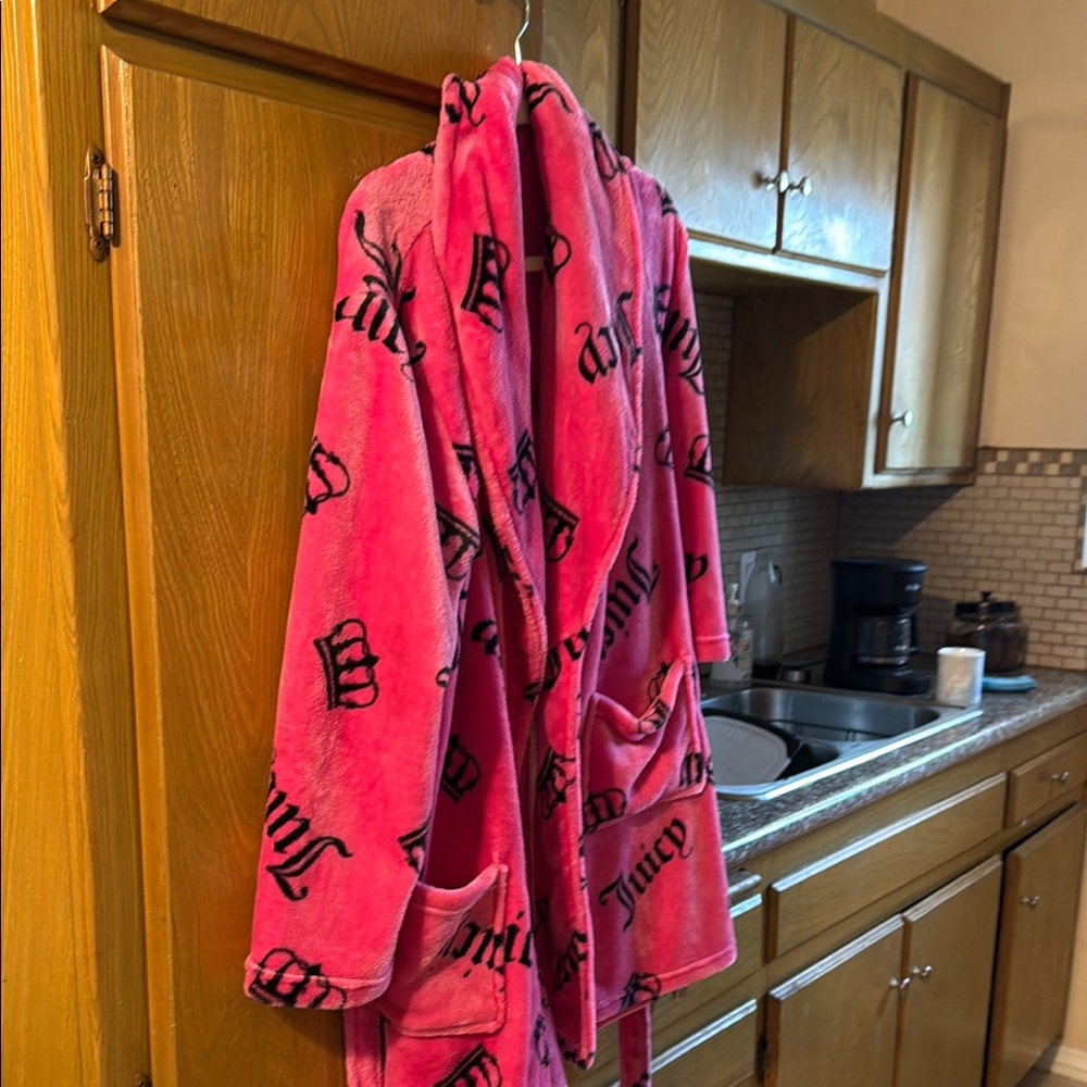 Juicy Couture Pink Robe with Black Lettering